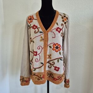 Floral Embroidered Women's Sweater - Multicolor